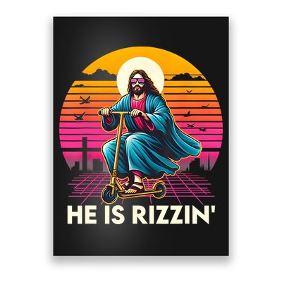 He Is Rizzen Jesus Is Rizzen Cool Jesus Jesus Has Rizzen Poster