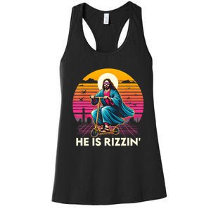 He Is Rizzen Jesus Is Rizzen Cool Jesus Jesus Has Rizzen Women's Racerback Tank