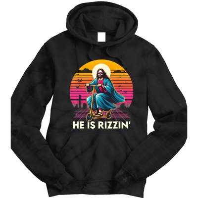 He Is Rizzen Jesus Is Rizzen Cool Jesus Jesus Has Rizzen Tie Dye Hoodie