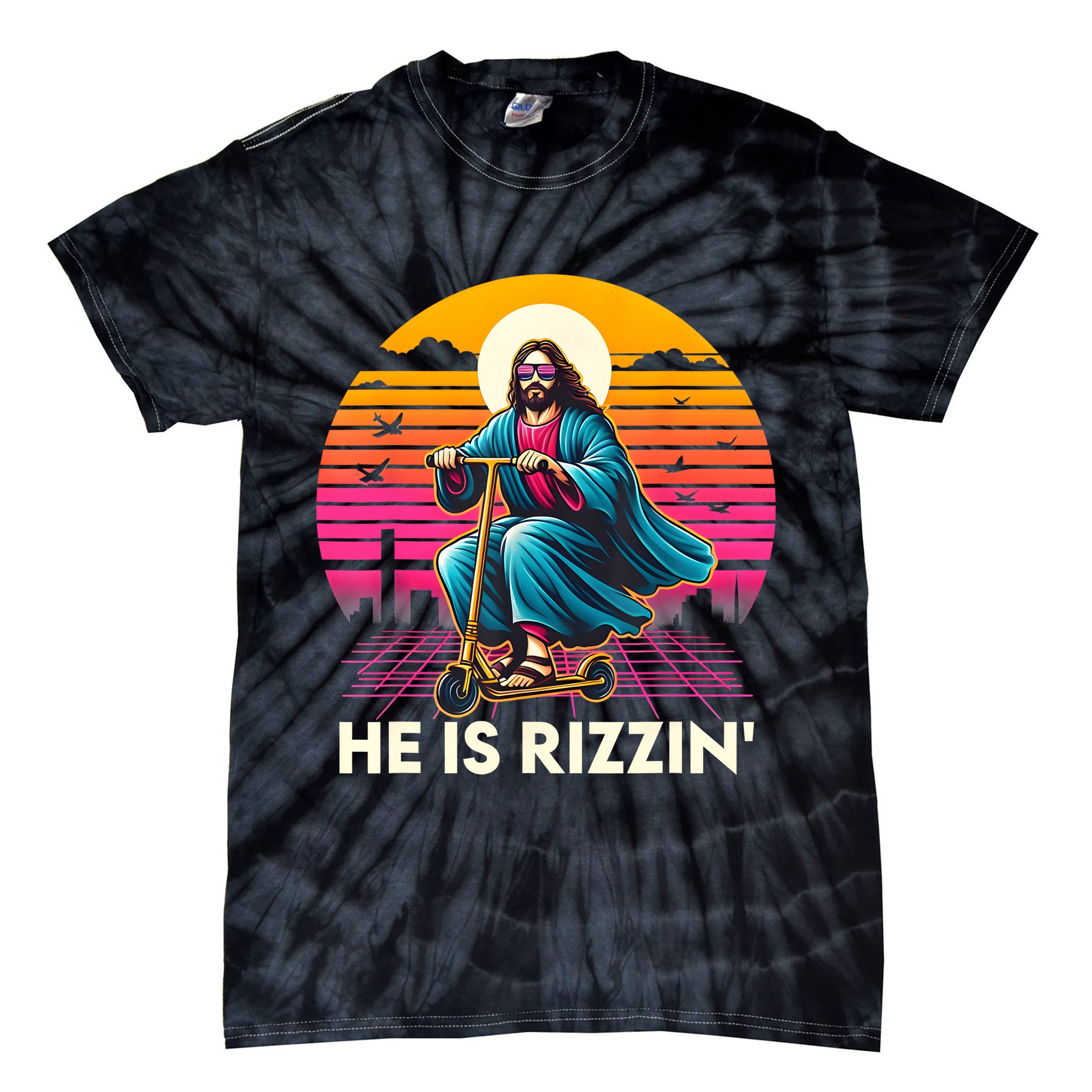 He Is Rizzen Jesus Is Rizzen Cool Jesus Jesus Has Rizzen Tie-Dye T-Shirt
