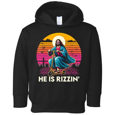 He Is Rizzen Jesus Is Rizzen Cool Jesus Jesus Has Rizzen Toddler Hoodie