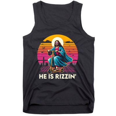 He Is Rizzen Jesus Is Rizzen Cool Jesus Jesus Has Rizzen Tank Top