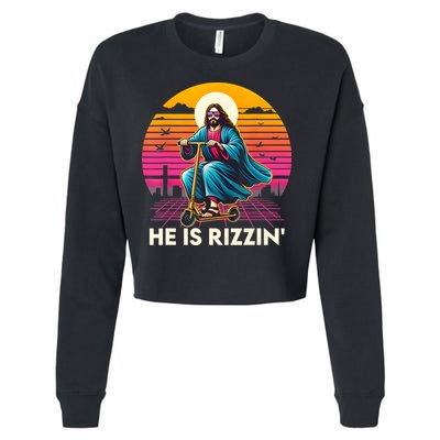 He Is Rizzen Jesus Is Rizzen Cool Jesus Jesus Has Rizzen Cropped Pullover Crew