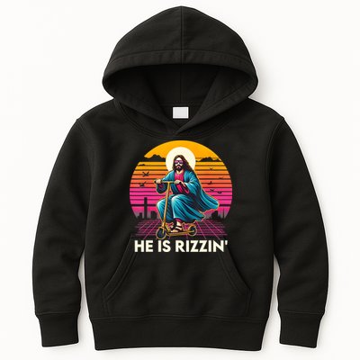 He Is Rizzen Jesus Is Rizzen Cool Jesus Jesus Has Rizzen Kids Hoodie
