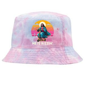 He Is Rizzen Jesus Is Rizzen Cool Jesus Jesus Has Rizzen Tie-Dyed Bucket Hat