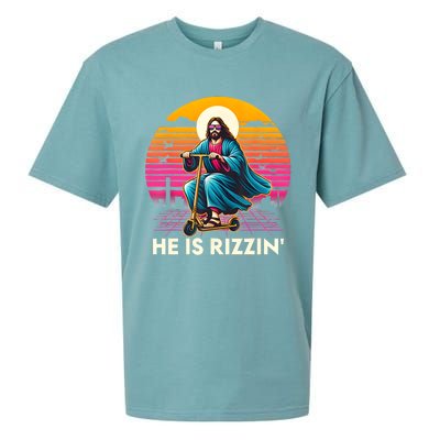 He Is Rizzen Jesus Is Rizzen Cool Jesus Jesus Has Rizzen Sueded Cloud Jersey T-Shirt