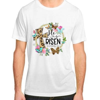 He Is Risen Jesus Christian Leopard Easter Day Floral Wreath Adult ChromaSoft Performance T-Shirt