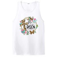 He Is Risen Jesus Christian Leopard Easter Day Floral Wreath PosiCharge Competitor Tank