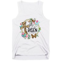 He Is Risen Jesus Christian Leopard Easter Day Floral Wreath Tank Top