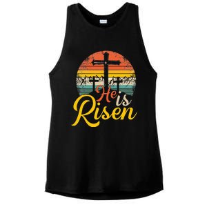 He Is Risen Christian Easter Jesus Ladies PosiCharge Tri-Blend Wicking Tank