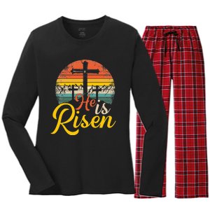 He Is Risen Christian Easter Jesus Women's Long Sleeve Flannel Pajama Set 