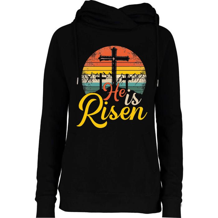 He Is Risen Christian Easter Jesus Womens Funnel Neck Pullover Hood