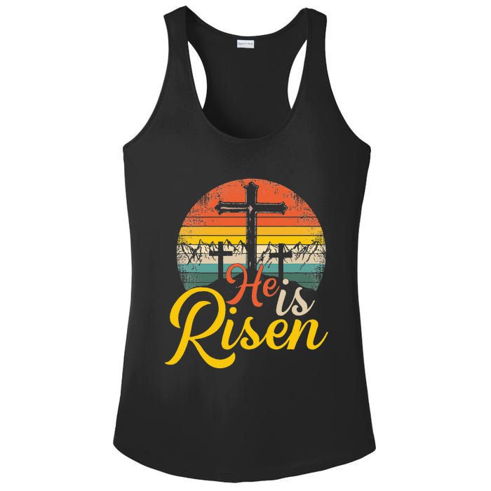 He Is Risen Christian Easter Jesus Ladies PosiCharge Competitor Racerback Tank