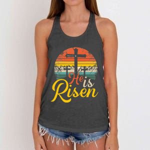 He Is Risen Christian Easter Jesus Women's Knotted Racerback Tank