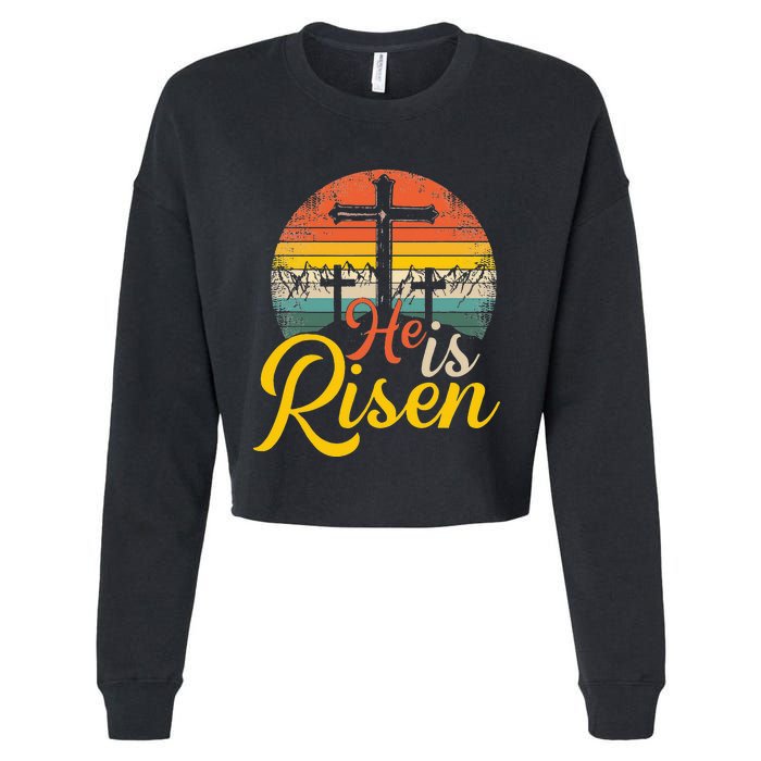 He Is Risen Christian Easter Jesus Cropped Pullover Crew