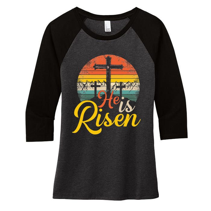 He Is Risen Christian Easter Jesus Women's Tri-Blend 3/4-Sleeve Raglan Shirt