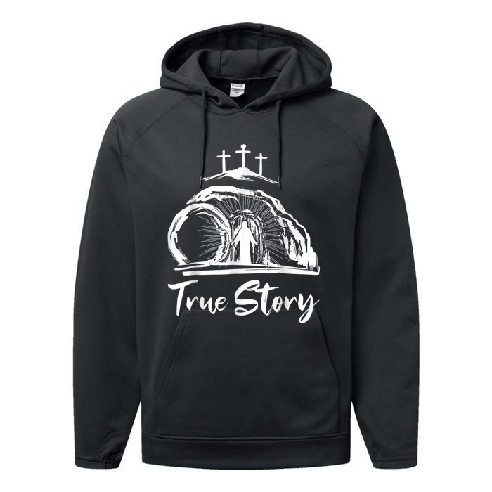 He Is Risen Cross Jesus Easter Day Christians True Story Performance Fleece Hoodie