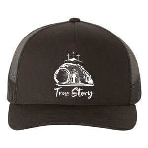 He Is Risen Cross Jesus Easter Day Christians True Story Yupoong Adult 5-Panel Trucker Hat