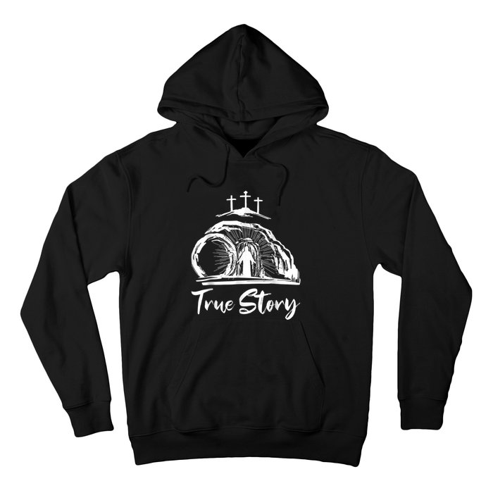 He Is Risen Cross Jesus Easter Day Christians True Story Hoodie