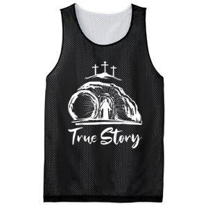 He Is Risen Cross Jesus Easter Day Christians True Story Mesh Reversible Basketball Jersey Tank