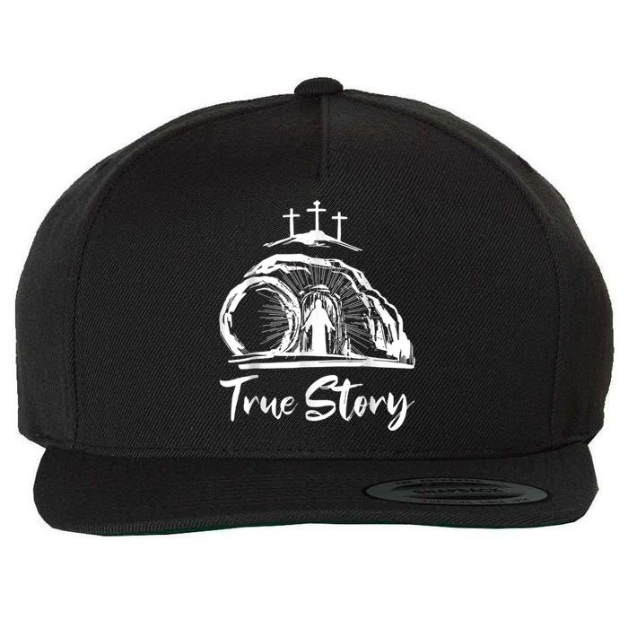 He Is Risen Cross Jesus Easter Day Christians True Story Wool Snapback Cap