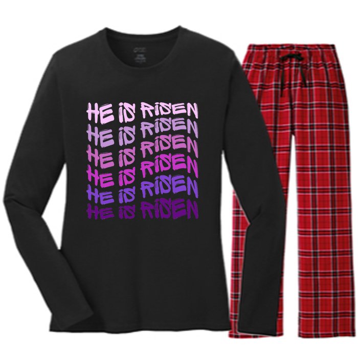 He Is Risen, Easter He Is Risen, He Is Risen Apparel, Jesus Women's Long Sleeve Flannel Pajama Set 