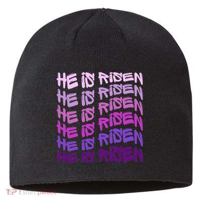 He Is Risen, Easter He Is Risen, He Is Risen Apparel, Jesus Sustainable Beanie