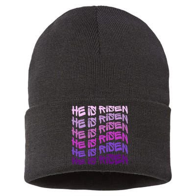 He Is Risen, Easter He Is Risen, He Is Risen Apparel, Jesus Sustainable Knit Beanie