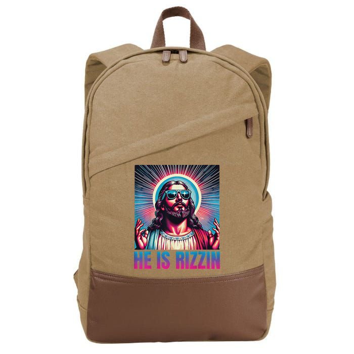 He Is Rizzin Jesus Cotton Canvas Backpack