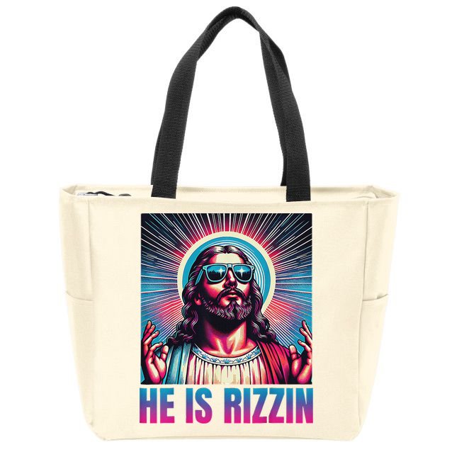 He Is Rizzin Jesus Zip Tote Bag