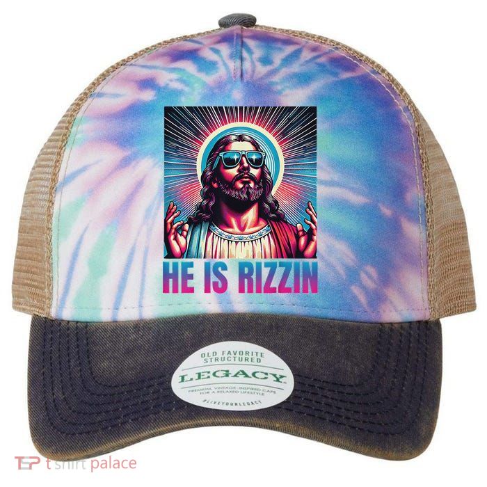 He Is Rizzin Jesus Legacy Tie Dye Trucker Hat