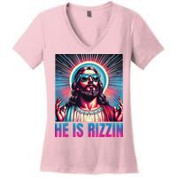 He Is Rizzin Jesus Women's V-Neck T-Shirt