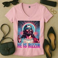 He Is Rizzin Jesus Women's V-Neck T-Shirt