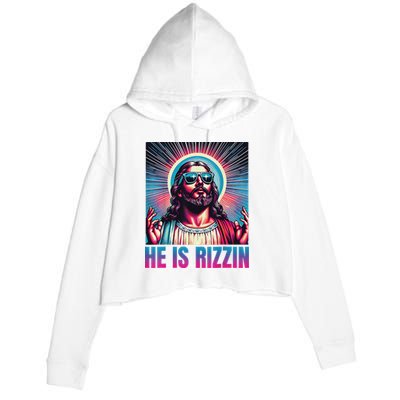 He Is Rizzin Jesus Crop Fleece Hoodie