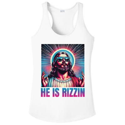 He Is Rizzin Jesus Ladies PosiCharge Competitor Racerback Tank