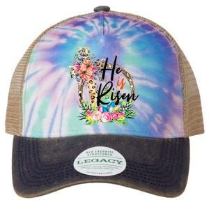 He Is Risen Cross Jesus Easter Christians Leopard Legacy Tie Dye Trucker Hat