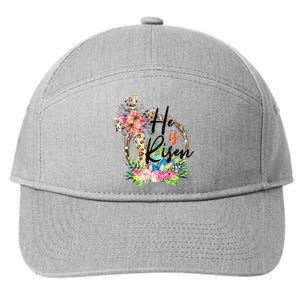 He Is Risen Cross Jesus Easter Christians Leopard 7-Panel Snapback Hat