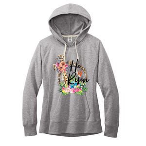 He Is Risen Cross Jesus Easter Christians Leopard Women's Fleece Hoodie