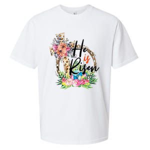 He Is Risen Cross Jesus Easter Christians Leopard Sueded Cloud Jersey T-Shirt