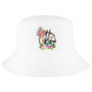 He Is Risen Cross Jesus Easter Christians Leopard Cool Comfort Performance Bucket Hat