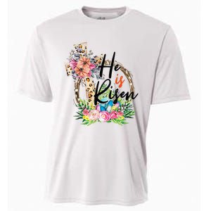 He Is Risen Cross Jesus Easter Christians Leopard Cooling Performance Crew T-Shirt