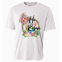 He Is Risen Cross Jesus Easter Christians Leopard Cooling Performance Crew T-Shirt