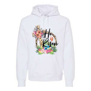 He Is Risen Cross Jesus Easter Christians Leopard Premium Hoodie