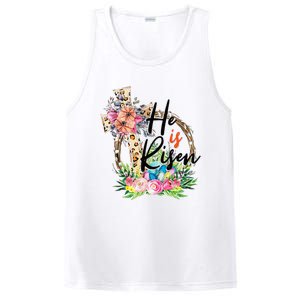 He Is Risen Cross Jesus Easter Christians Leopard PosiCharge Competitor Tank