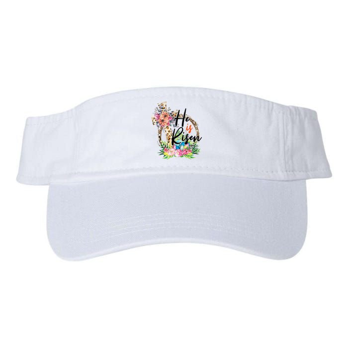 He Is Risen Cross Jesus Easter Christians Leopard Valucap Bio-Washed Visor