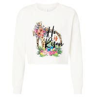 He Is Risen Cross Jesus Easter Christians Leopard Cropped Pullover Crew