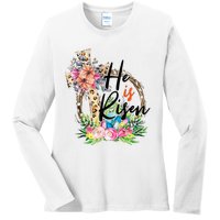 He Is Risen Cross Jesus Easter Christians Leopard Ladies Long Sleeve Shirt