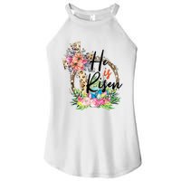 He Is Risen Cross Jesus Easter Christians Leopard Women's Perfect Tri Rocker Tank