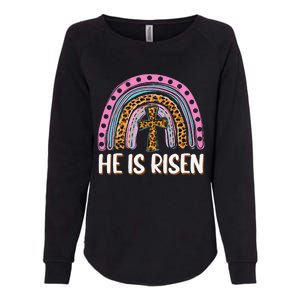 He Is Risen Leopard Rainbow Christian Jesus Happy Easter Day Womens California Wash Sweatshirt