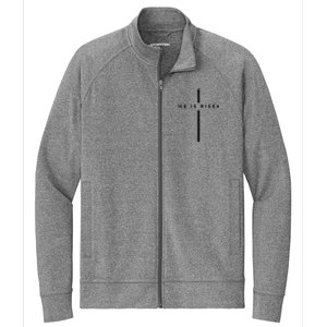 He Is Risen Cross Jesus Easter Day Christians Stretch Full-Zip Cadet Jacket